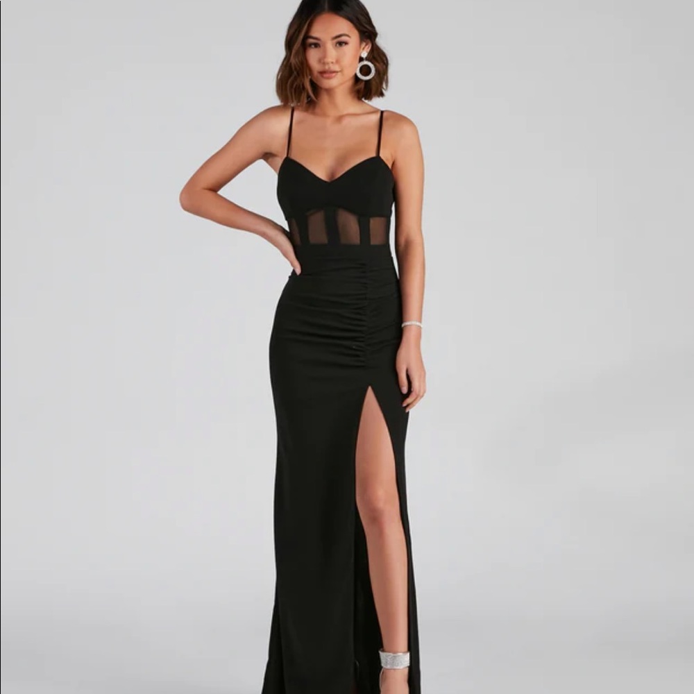 High Slit Illusion Dress